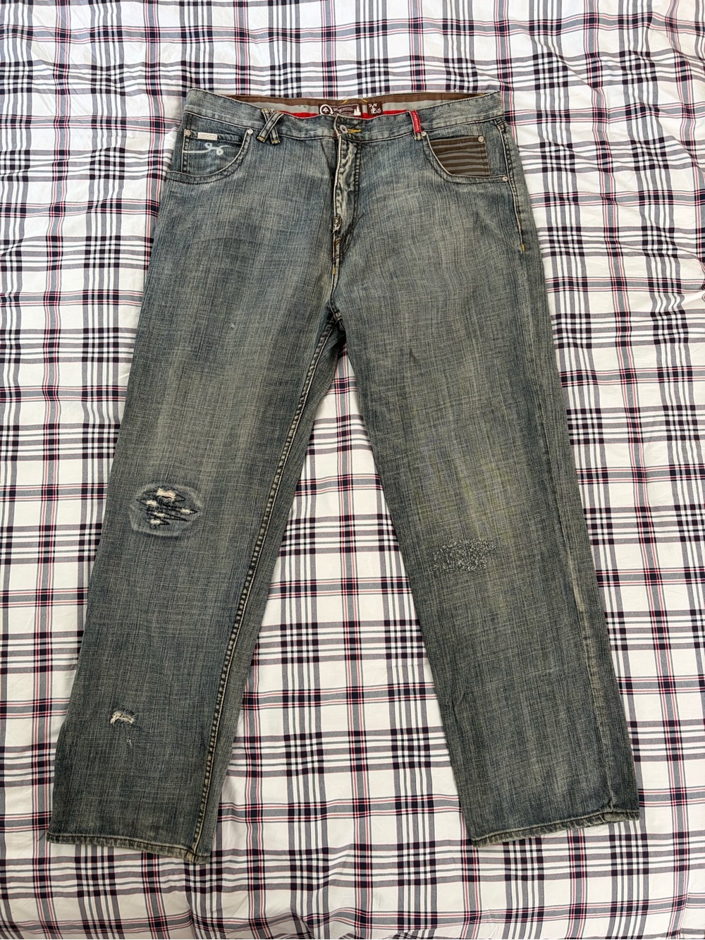 LRG Men's Washed Blue Relaxed Jeans